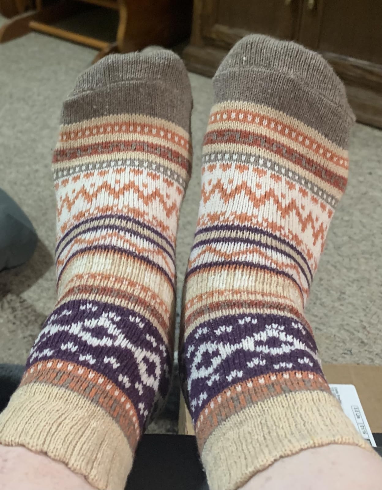 YZKKE 5Pack Womens Vintage Winter Soft Warm Thick Cold Knit Wool Crew Socks, Multicolor, free size customer photo 2