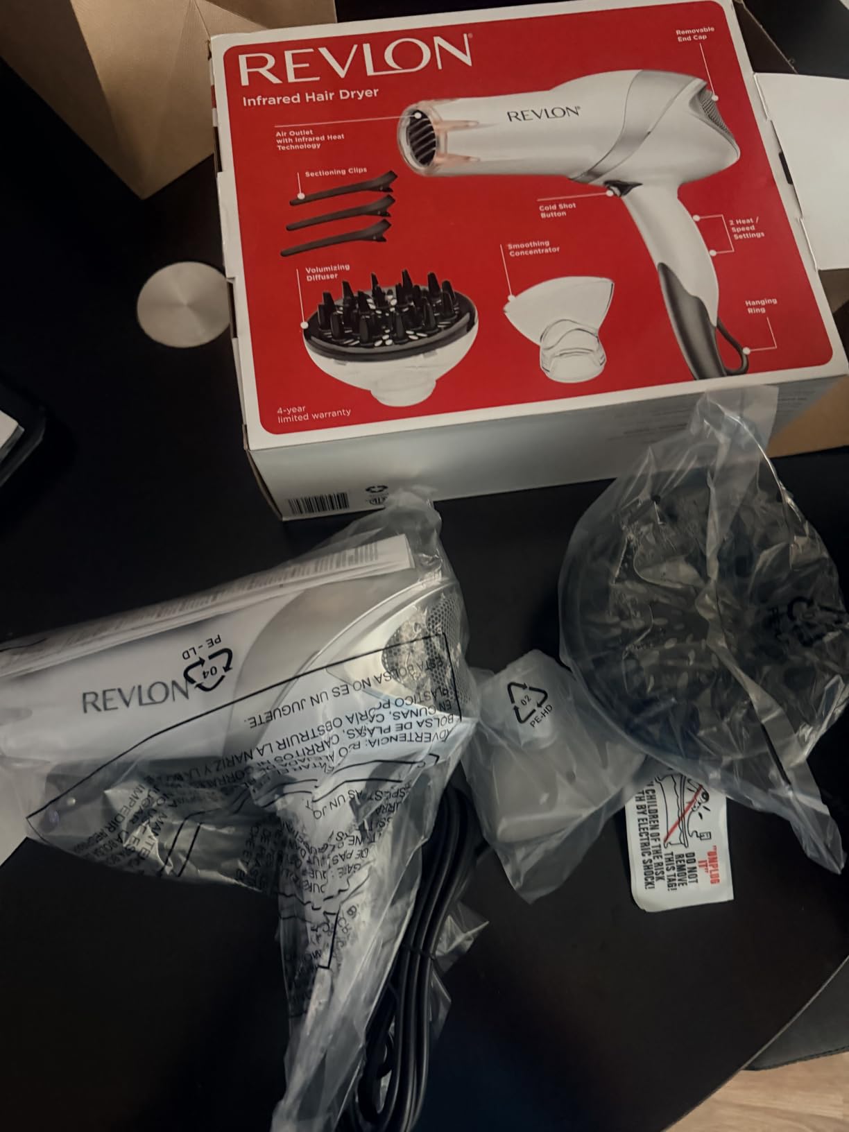 REVLON Infrared Ionic Hair Dryer with Diffuser & Concentrator, White customer photo 1