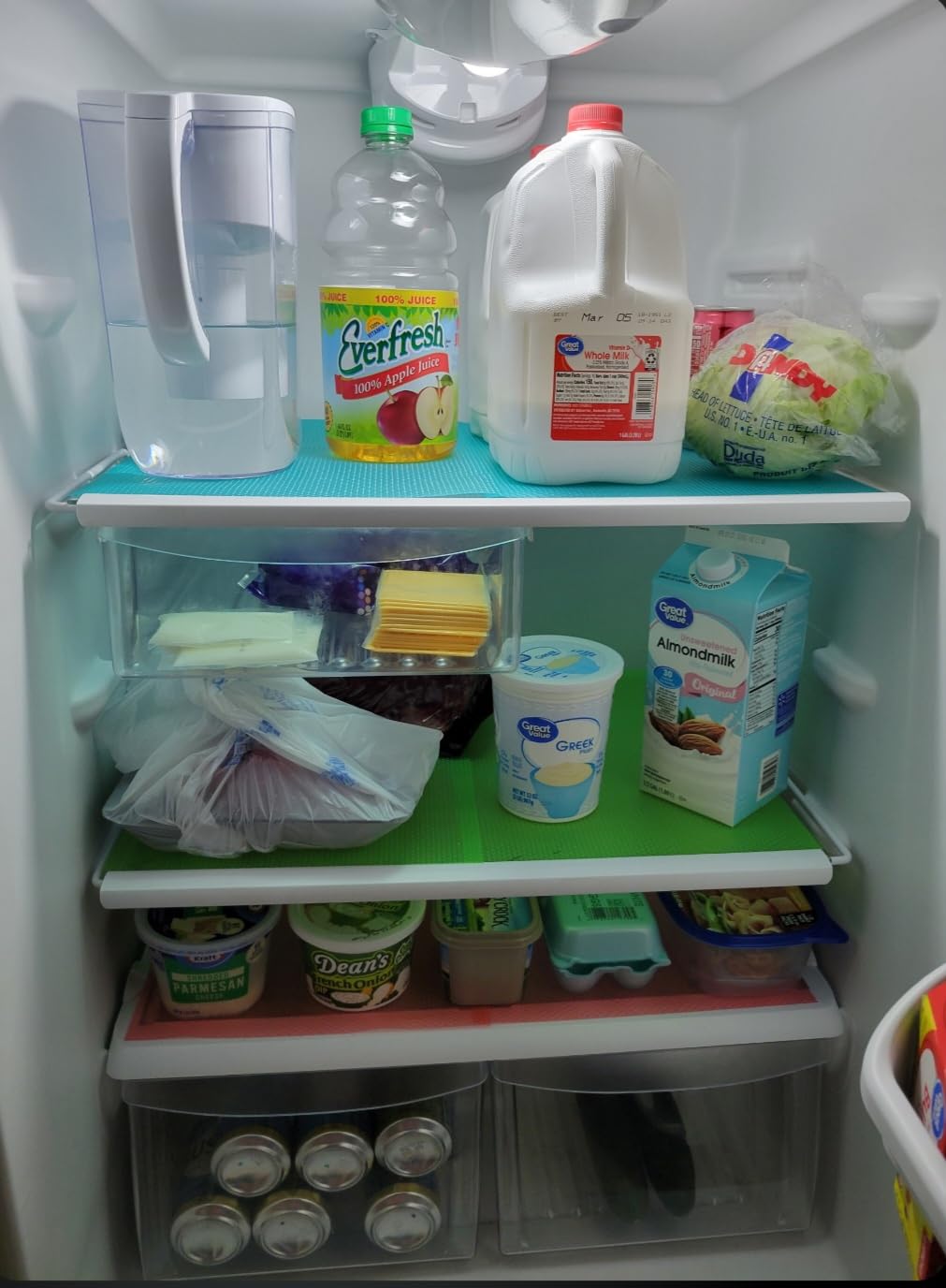 9 Pack Refrigerator Mats,Washable Fridge Mats Liners Easy to Clear Fridge Pads Mat Shelves Drawer Table Mats Refrigerator Liners for Shelves,3Red/3Green/3Blue customer photo 2