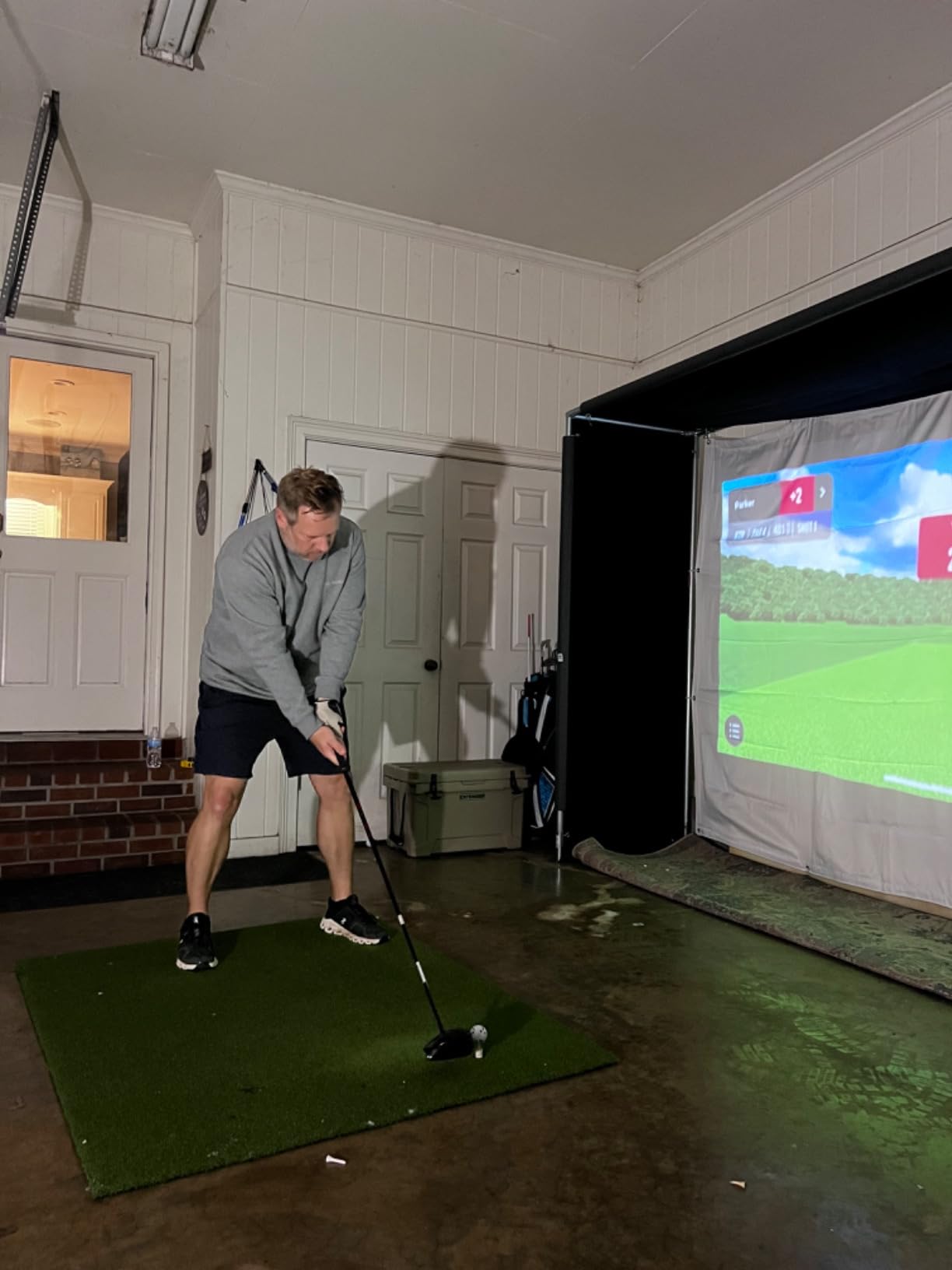 aikeec Golf Simulator Impact Screen Display Projector Screen for Golf Training,Indoor Ultra Clear Golf Impact Screen,with 14pcs Grommet Holes,16pcs Ball Bungee Cords, Available in 5 Sizes customer photo 2