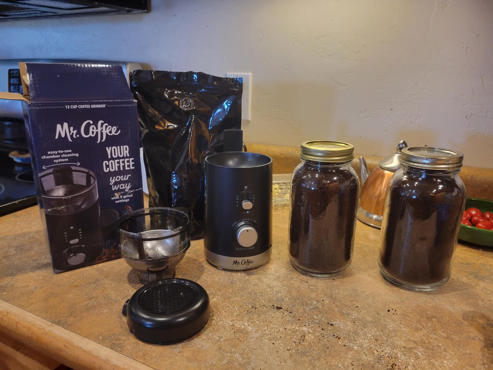 Mr. Coffee Automatic Coffee Grinder with 5 Presets, 12 Cup Capacity, Black – Ideal for Home Use and Espresso Lovers customer photo 1