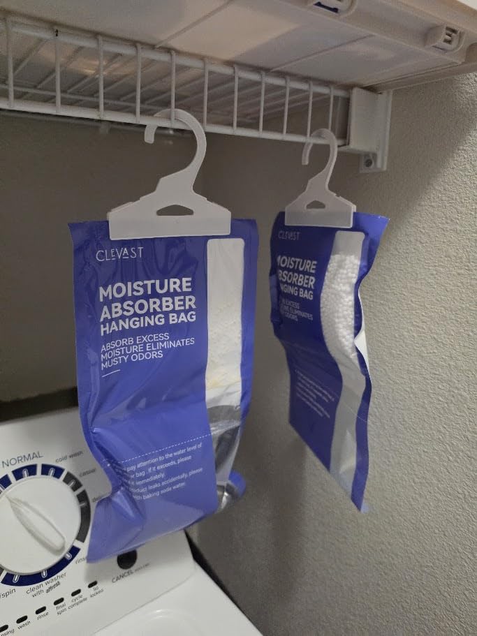 CLEVAST Moisture Absorbers Packets 10 Pack, Dehumidifier Bags for Closet, Unscented Hanging Humidity Absorber in Wardrobes, Bedrooms, Bathrooms(Net Wt. 230g/Pack) customer photo 2