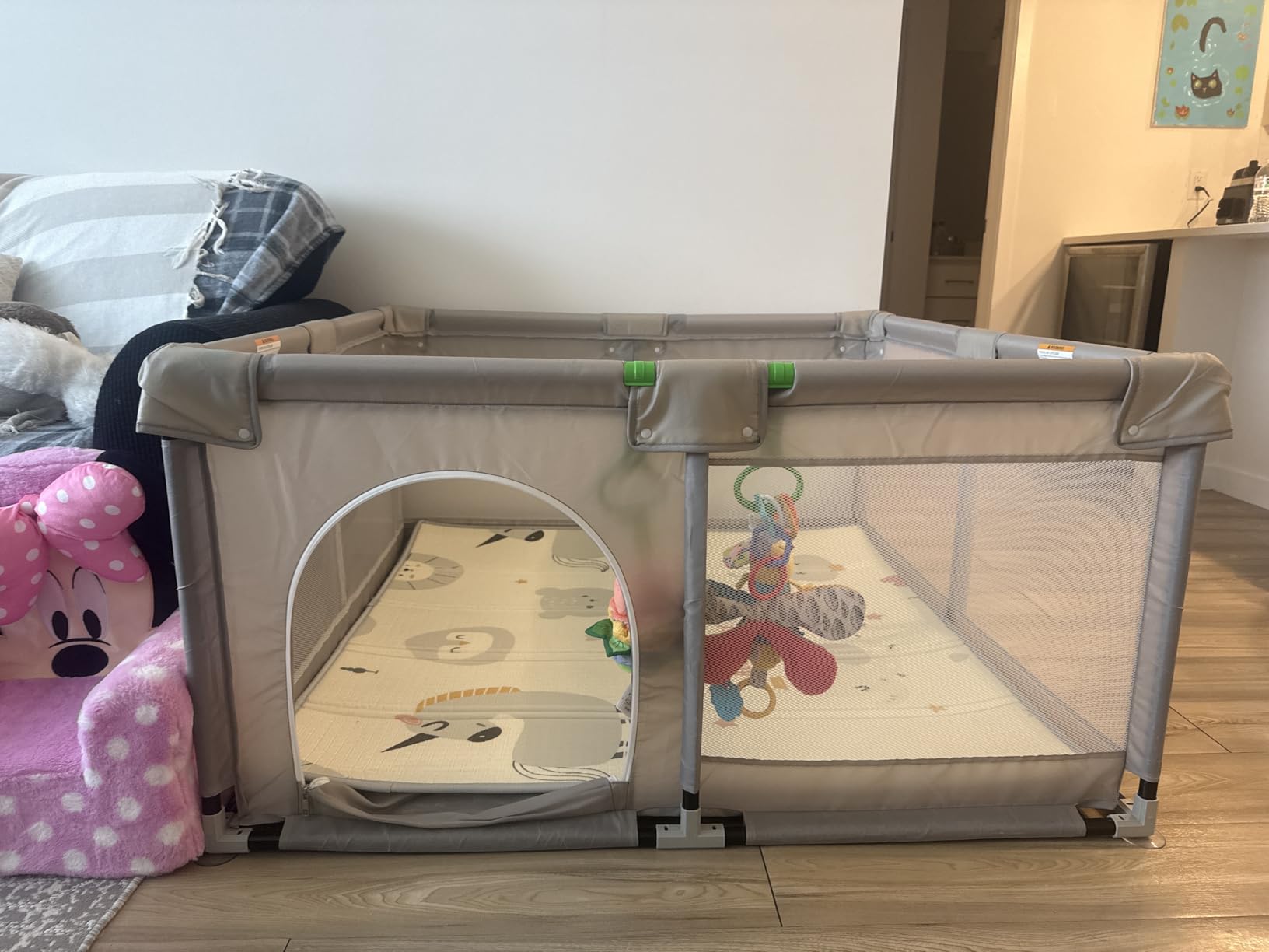 ZEEBABA 47x47in Baby Playpen with mat, Play Yard for Babies Toddlers, Grey customer photo 1