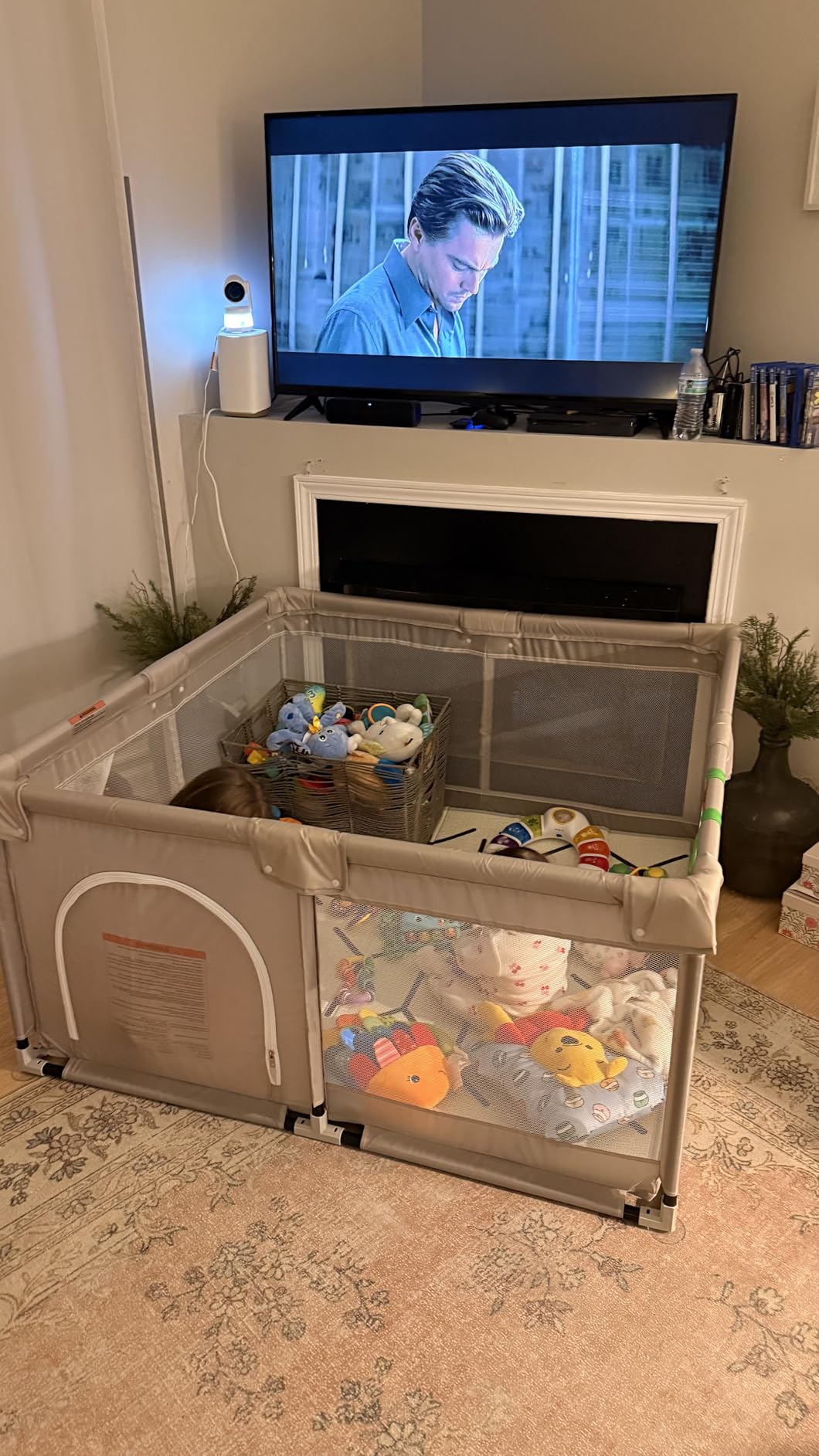 ZEEBABA 47x47in Baby Playpen with mat, Play Yard for Babies Toddlers, Grey customer photo 2