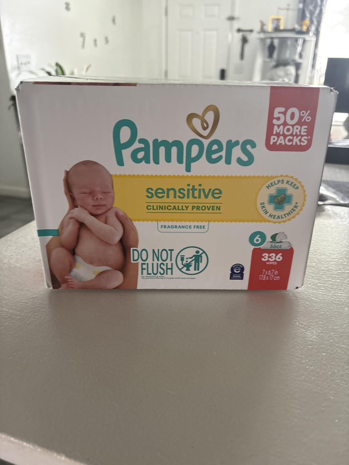 Pampers Sensitive Baby Wipes, Unscented, Fragrance Free, Clinically Proven, Water Based, Hypoallergenic, Multi-Use, Hand Wipes, 1008 Wipes Total (18X Flip-Top Packs) customer photo 2