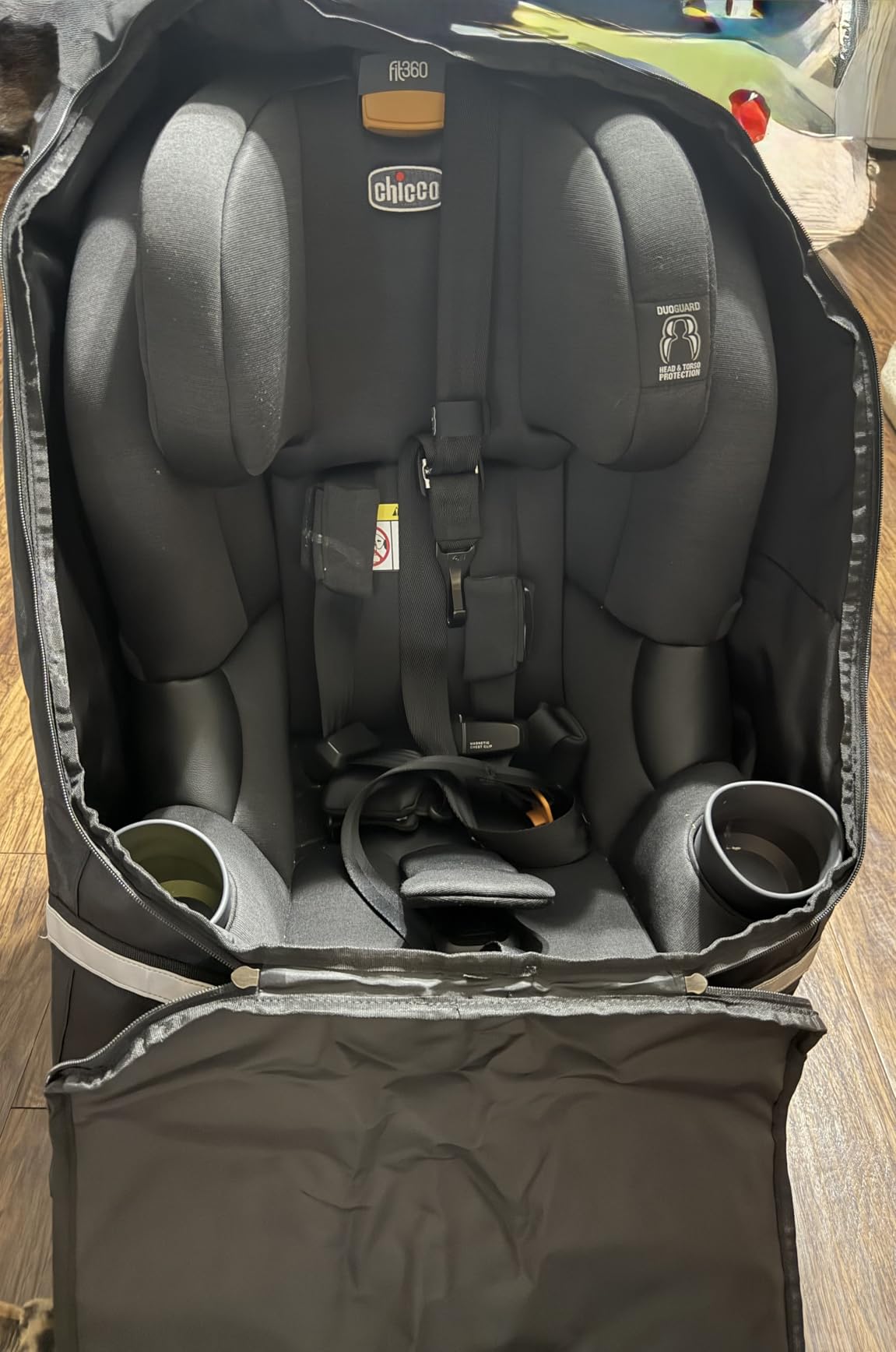 Car Seat Travel Bag,Padded Car Seats Backpack with Steel Cable Handle and Reflective Stripes, Large Durable Carseat Carrier Bag,Airport Gate Check Bag,Infant Seat Travel Bag with Shoulder Strap,Black customer photo 1