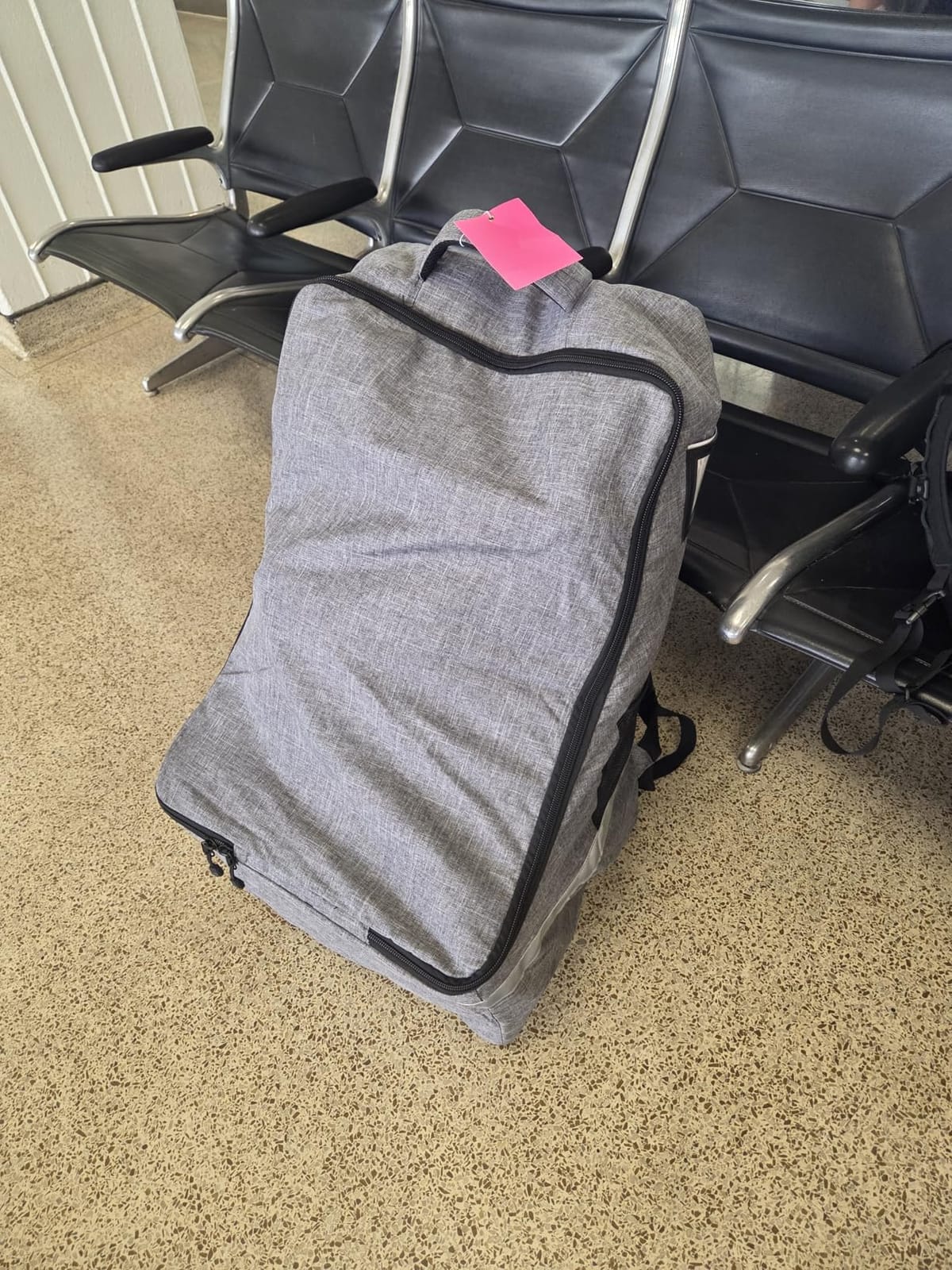LARIPOP Car Seat Travel Bag for Airplane, Universal Gate Check Car Seat Bag, Padded Backpack with Waist Belt, Reflective Strips & Protective Feet, Fits Infant Convertible Booster Seats, Grey customer photo 2