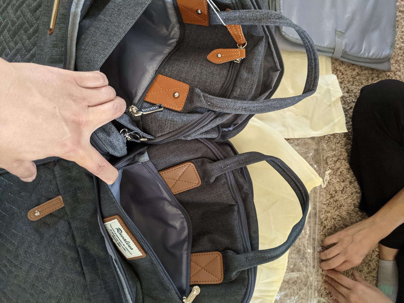 BabbleRoo Extra Large Diaper Bag Backpack, Expandable Baby Bag with Up to 50% More Capacity - Travel Essentials Baby Bag Tote with Changing Pad, Stroller Straps & Pacifier Case - Unisex, Dark Gray customer photo 1