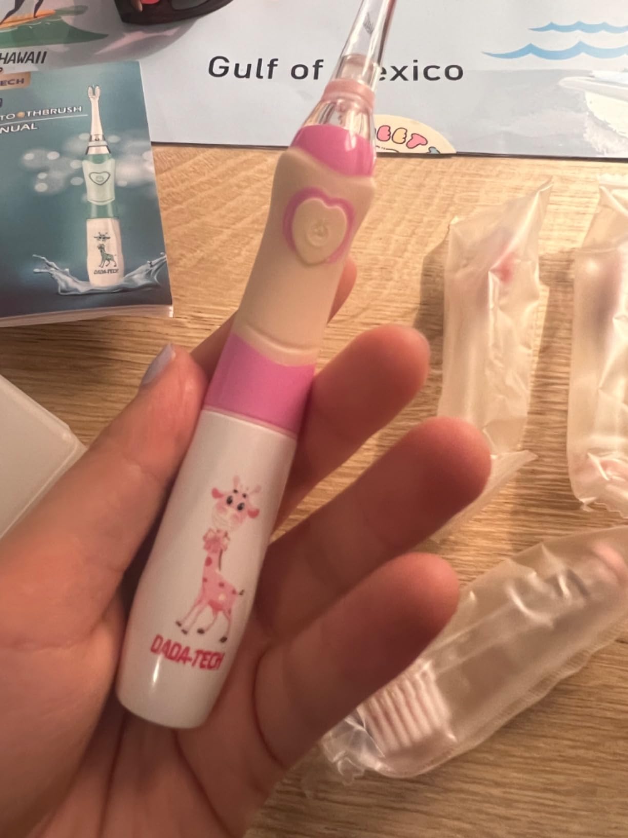 Kids Electric Toothbrush with Timer Toddler Toothbrush Age 2-4-8-12 Electric Toothbrush Kids Rainbow LED Light Up Vibrating Toothbrush Battery Operated Childrens Girls Sonic Tooth Brush (Pink Unicorn) customer photo 1