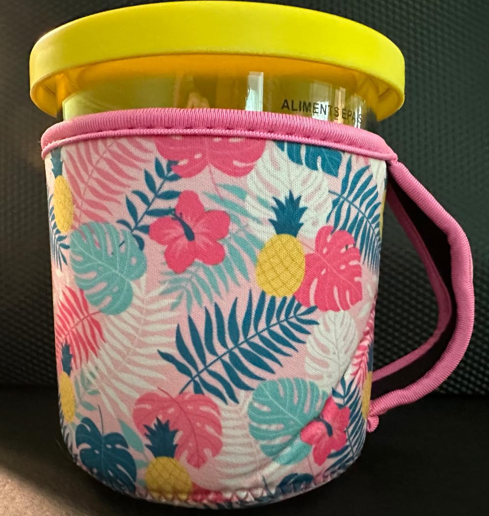 4Pack Neoprene Ice Cream Sleeves with Handle, Reusable Insulated 24oz Cover Compatible with Ninja Creami NC501, NC500 Series Deluxe Ice Cream Maker Containers(Gradient) customer photo 2
