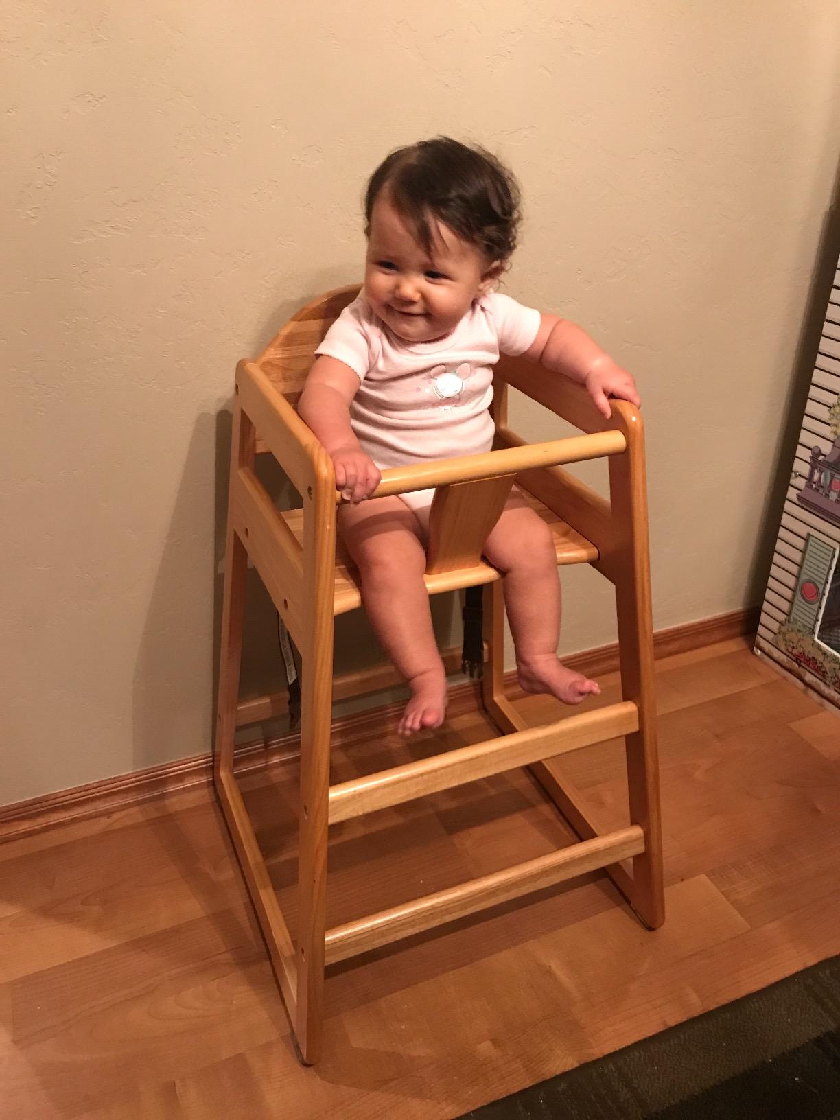 Wooden High Chair for Baby & Toddler – Restaurant-Style Stackable HighChair with Commercial Grade Solid Wood for Dining Table & Kitchen – Compact & Portable Design for Home & Restaurant Use - Black customer photo 1
