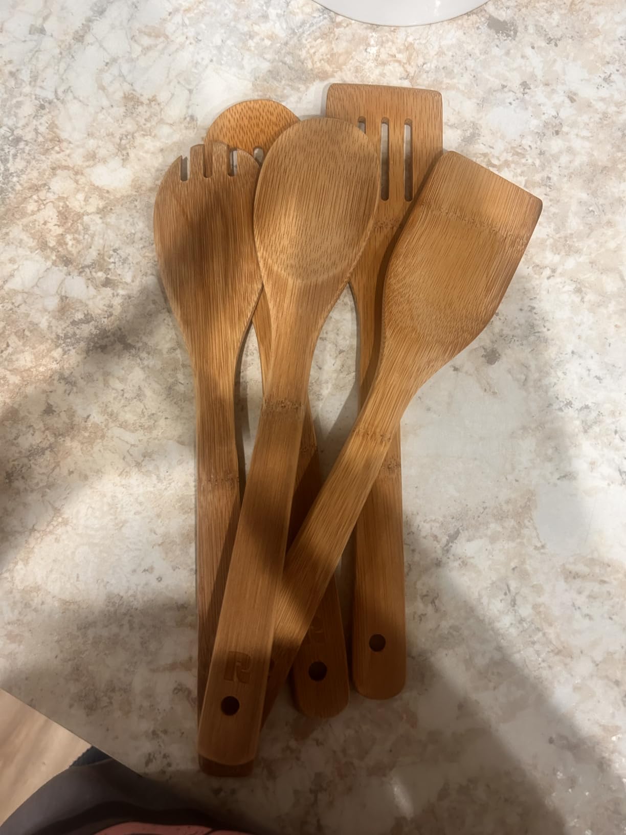 Riveira Dark Bamboo Wooden Spoons for Cooking 6-Piece, Apartment Essentials Wood Spatula Spoon Nonstick Kitchen Utensil Set Premium Quality Housewarming Gifts for Everyday Use customer photo 2