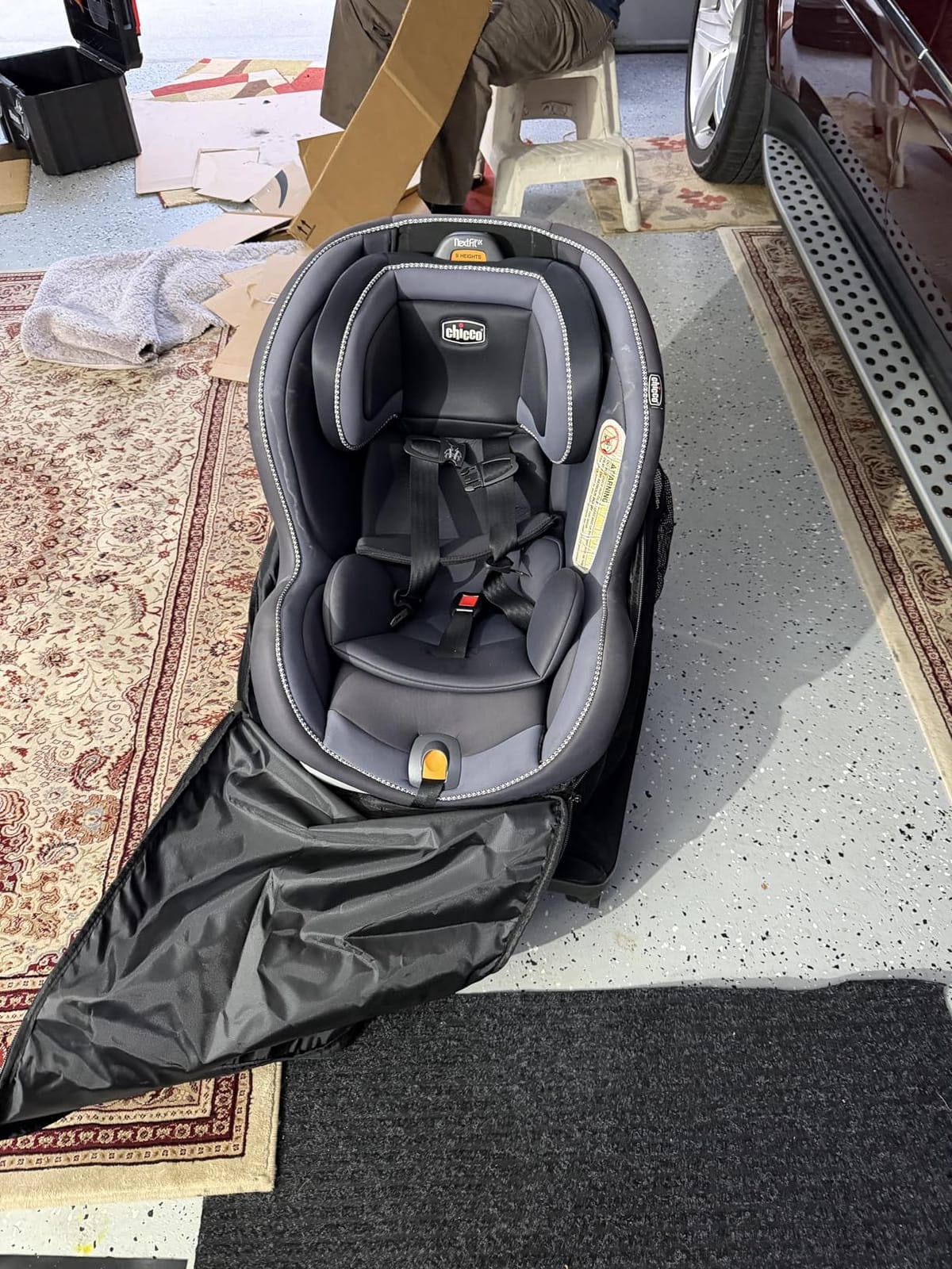 TUGUAN Travel Bag for Air Travel with Spinner Wheels, Infant Car Seat Bags with Hard Bottom, Padded Car Seat Backpack, Large Storage Bag for Airport Check, Black customer photo 1