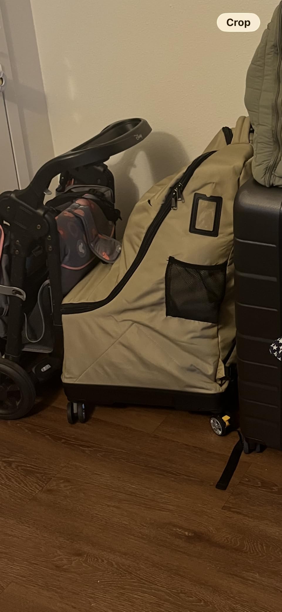 TUGUAN Travel Bag for Air Travel with Spinner Wheels, Infant Car Seat Bags with Hard Bottom, Padded Car Seat Backpack, Large Storage Bag for Airport Check, Black customer photo 2
