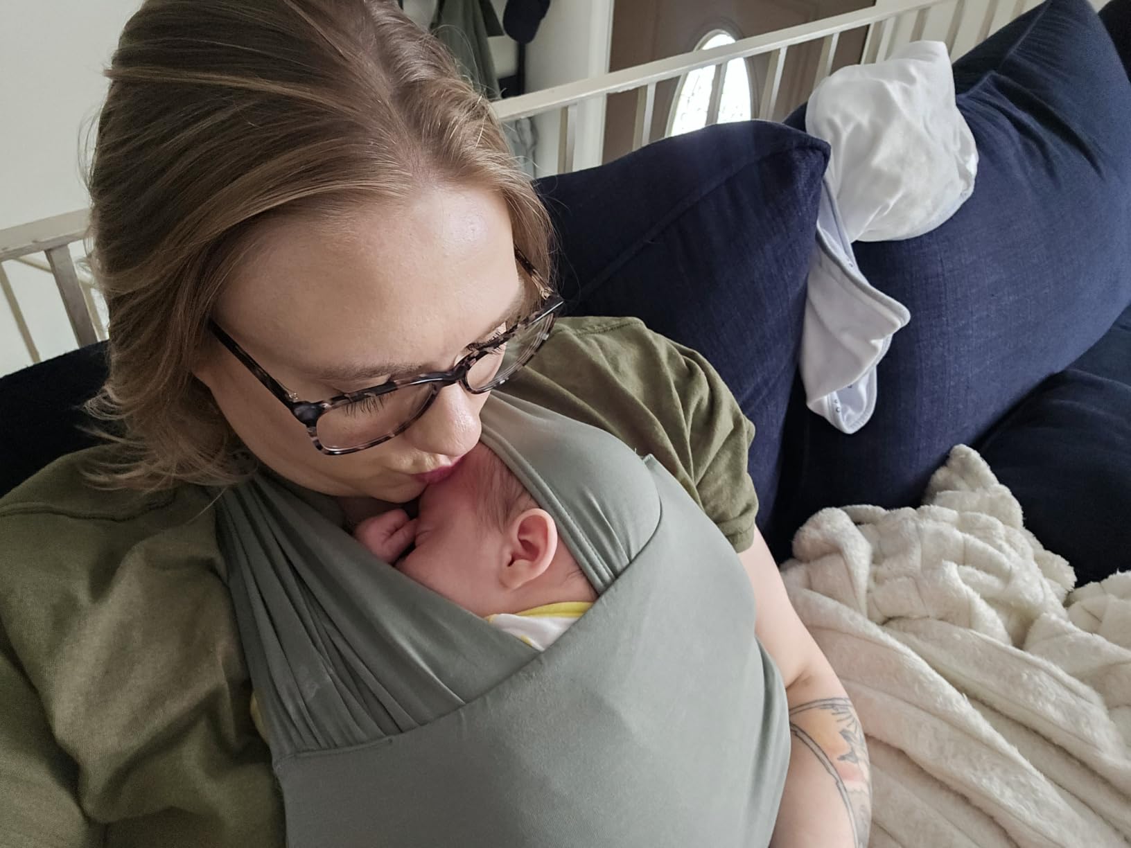 Momcozy Baby Wrap Carrier, Easy-On 2-Piece Design, Newborn to 33 lb customer photo 1