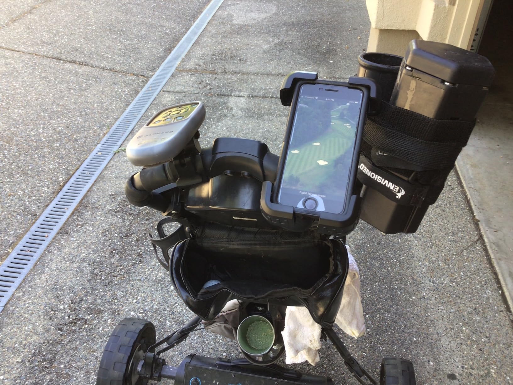 Golf Push Cart Phone Holder Mount for Clicgear, Sun Mountain Bag Boy, Rovic customer photo 2