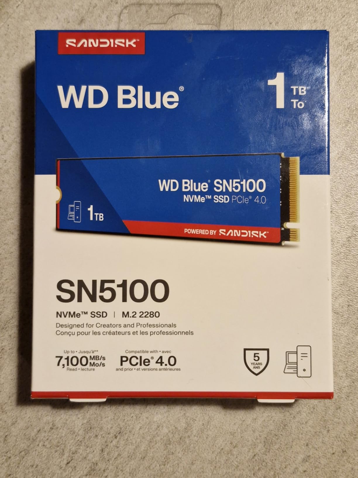 WD Blue SN5100 1TB NVMe SSD - M.2 2280, PCIe Gen 4.0, Internal Solid State Drive - Read Speeds Up to 7,100MB/s, Upgrade Storage for PC/Laptops - WDS100T5B0E customer photo 1