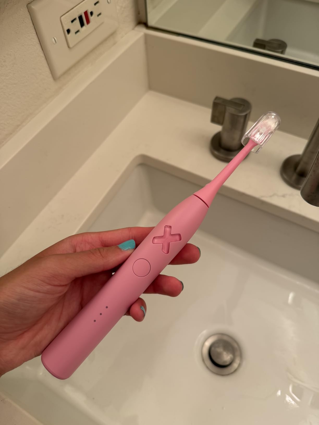 Made by Dentists PRO‑X Sonic Electric Toothbrush for Adults – 70‑Day Battery on One Charge, Dentist‑Designed Whitening Rechargeable Toothbrush, 3 Brush Heads & Travel Case, 3 Modes, Pink customer photo 1