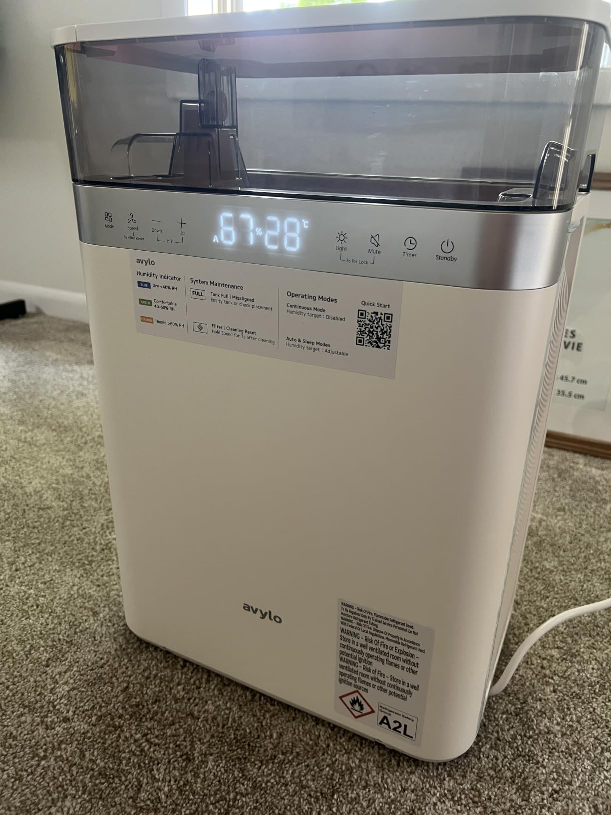 avylo Dehumidifier for Basement with Pump and Hose, Max 90 Pints/D, White customer photo 1