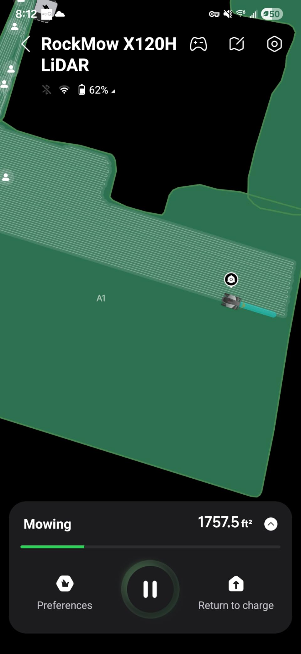 roborock RockMow X120H LiDAR AWD Robot Lawn Mower for up to 0.49 Acre, Wire-Free RTK Free with Dual- LiDAR AI Auto Mapping, Robotic Mower with 4G, AI Obstacle Avoidance, 80% Slope, Smart App Control customer photo 1