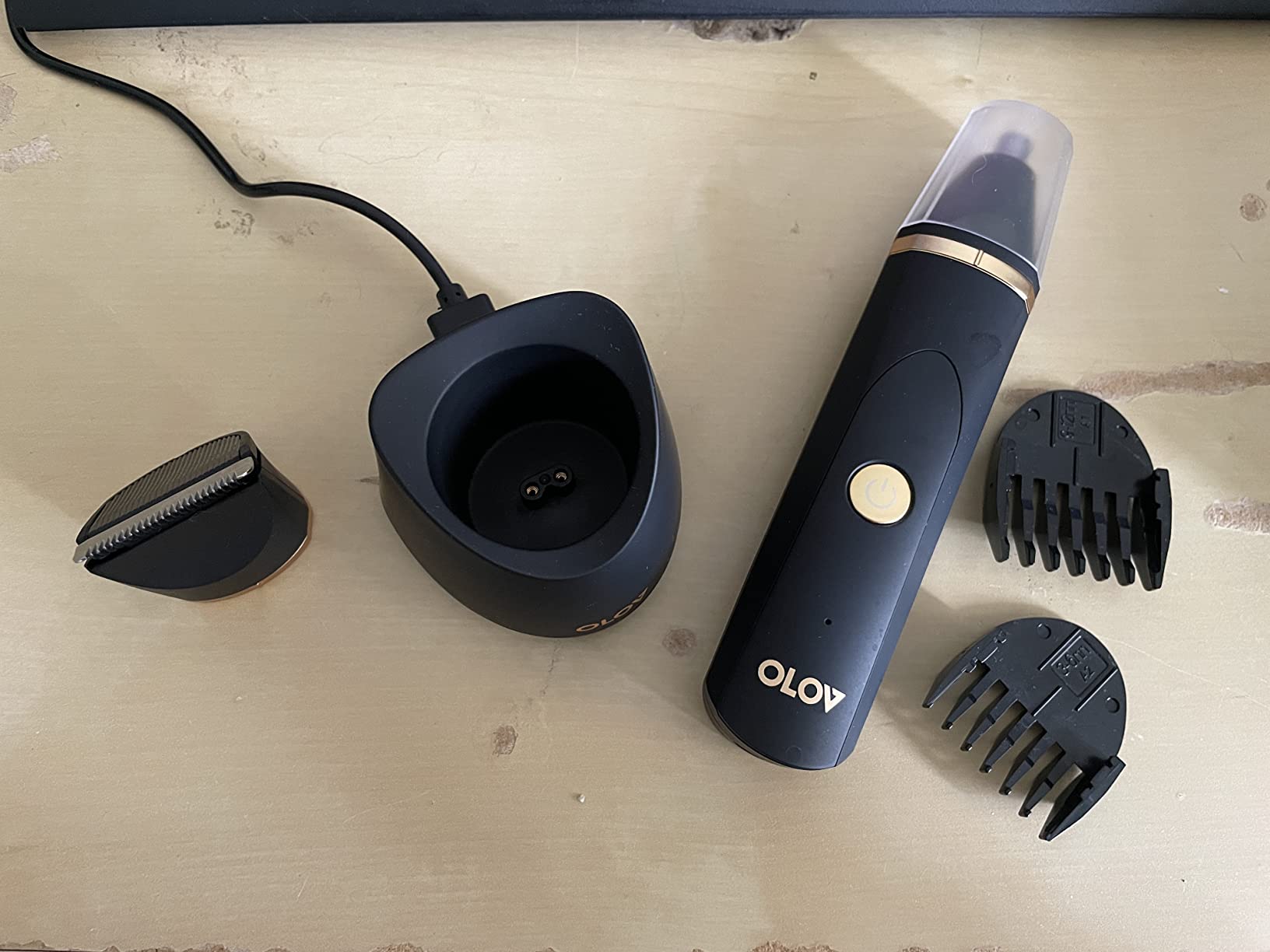 OLOV Electric Body Hair Trimmer - Groin Trimmer for Men - Bikini Trimmer Women - Wet/Dry Shaver Groomer, Replaceable Ceramic Blade Heads, USB Recharge Dock, Waterproof Hygiene Razor, White customer photo 1